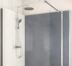 Cabine de douche à l’italienne l.80 x L.140 x H.218 cm – effet béton, receveur de plain-pied, Elmer Serenity