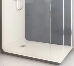 Cabine de douche à l’italienne l.80 x L.140 x H.218 cm – effet béton, receveur de plain-pied, Elmer Serenity