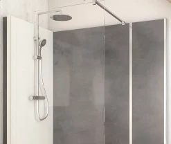 Cabine De Douche Pmr| Cabine de douche à l’italienne l.90 x L.160 x H.218 cm – effet pierre charbon, receveur de plain-pied, Elmer Serenity