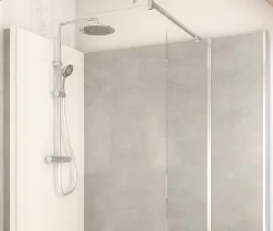 Cabine de douche à l’italienne l.90 x L.160 x H.218 cm – effet pierre grise, receveur de plain-pied, Elmer Serenity