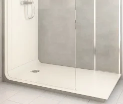 Cabine de douche à l’italienne l.90 x L.160 x H.218 cm – effet pierre grise, receveur de plain-pied, Elmer Serenity