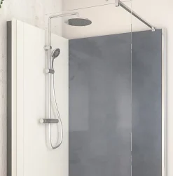 Cabine de douche à l’italienne l.80 x L.120 x H.218 cm – effet béton, receveur de plain-pied, Elmer Serenity