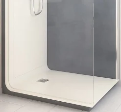 Cabine de douche à l’italienne l.80 x L.120 x H.218 cm – effet béton, receveur de plain-pied, Elmer Serenity