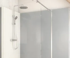 Cabine de douche à l’italienne l.90 x L.170 x H.218 cm – effet ciment, receveur de plain-pied, Elmer Serenity
