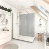 Cabine De Douche Pmr| Cabine de douche à l’italienne l.90 x L.160 x H.218cm – effet ciment, receveur de plain-pied, Elmer Serenity