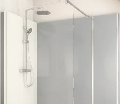 Cabine De Douche Pmr| Cabine de douche à l’italienne l.90 x L.160 x H.218cm – effet ciment, receveur de plain-pied, Elmer Serenity