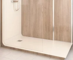 Cabine De Douche Pmr| Cabine de douche à l’italienne l.80 x L.170 x H.218 cm – effet bois, receveur de plain-pied, Elmer Serenity