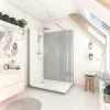 Cabine De Douche Pmr| Cabine de douche à l’italienne l.90 x L.140 x H.218 cm – effet ciment, receveur de plain-pied, Elmer Serenity