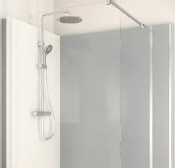Cabine De Douche Pmr| Cabine de douche à l’italienne l.90 x L.140 x H.218 cm – effet ciment, receveur de plain-pied, Elmer Serenity
