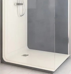 Cabine de douche à l’italienne l.90 x L.120 x H.218 cm – effet béton, receveur de plain-pied, Elmer Serenity