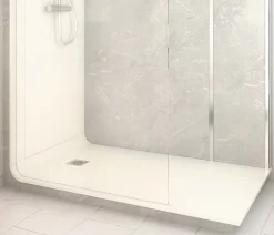 Cabine De Douche Pmr| Cabine de douche à l’italienne l.80 x L.160 x H.218 cm – effet marbre gris, receveur de plain-pied, Elmer Serenity