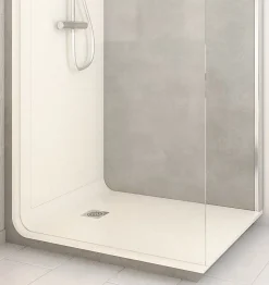 Cabine de douche à l’italienne l.90 x L.120 x H.218 cm – effet pierre grise, receveur de plain-pied, Elmer Serenity