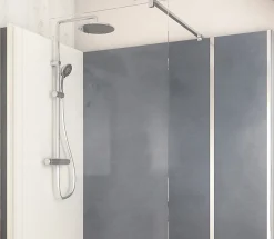 Cabine De Douche Pmr| Cabine de douche à l’italienne l.90 x L.160 x H.218 cm – effet béton, receveur de plain-pied, Elmer Serenity