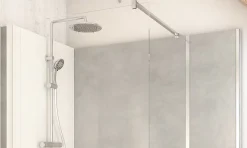 Cabine De Douche Pmr| Cabine de douche à l’italienne l.80 x L.160 x H.218 cm – effet pierre grise, receveur de plain-pied, Elmer Serenity