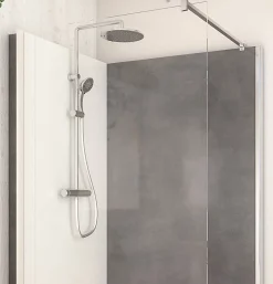 Cabine De Douche Pmr| Cabine de douche à l’italienne l.80 x L.120 x H.218 cm – effet pierre charbon, receveur de plain-pied, Elmer Serenity