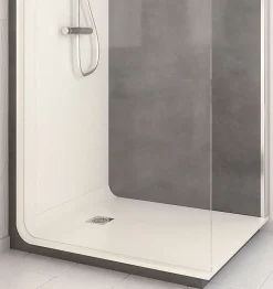 Cabine De Douche Pmr| Cabine de douche à l’italienne l.80 x L.120 x H.218 cm – effet pierre charbon, receveur de plain-pied, Elmer Serenity