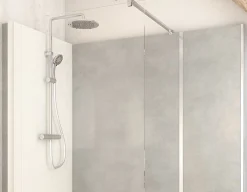 Cabine de douche à l’italienne l.80 x L.170 x H.218 cm – effet pierre grise, receveur de plain-pied, Elmer Serenity