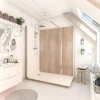 Cabine de douche à l’italienne l.90 x L.170 x H.218 cm – effet bois, receveur de plain-pied, Elmer Serenity