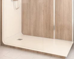 Cabine de douche à l’italienne l.90 x L.170 x H.218 cm – effet bois, receveur de plain-pied, Elmer Serenity