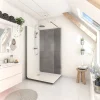 Cabine De Douche Pmr| Cabine de douche à l’italienne l.90 x L.120 x H.218 cm – effet pierre charbon, receveur de plain-pied, Elmer Serenity