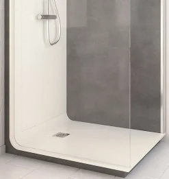 Cabine De Douche Pmr| Cabine de douche à l’italienne l.90 x L.120 x H.218 cm – effet pierre charbon, receveur de plain-pied, Elmer Serenity