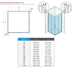Cabine De Douche|Saniverre Cabine de douche ATÉA-BLACK H.180 cm, 80 x 90 cm, 2 portes pliantes et pivotantes, verre transparent 6 mm + receveur -
