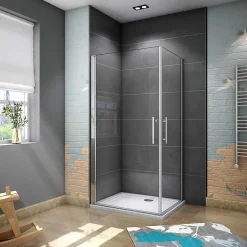 AICA Sanitaire Cabine de douche battante - 6 mm Verre Anticalcaire - 80 x 70 x180 cm - installer réversible - alu Chrome