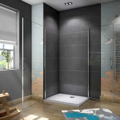 AICA Sanitaire Cabine de douche battante - 6 mm Verre Anticalcaire - 80 x 70 x180 cm - installer réversible - alu Chrome
