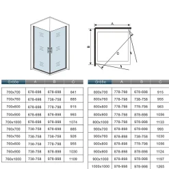 AICA Sanitaire Cabine de douche battante - 6 mm Verre Anticalcaire - 80 x 70 x180 cm - installer réversible - alu Chrome