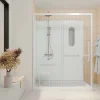 Aurlane Cabine de douche blanche sécurisée et accessible à tous 160x85x220cm - Mitigeur Thermostatique