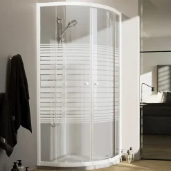 Idralite Cabine de Douche Blanche Demi-Circulaire 90x90 CM H185 Verre Sérigraphié mod. Blanc