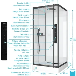 Cabine De Douche|Aurlane Cabine de douche CARRÉE - 90x90x217cm - FACTORY 2 SQUARE
