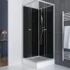 Aurlane Cabine de douche carrée 80x80x195 - Portes coulissantes en verre trempé 5mm - SQUARY BLACK 2