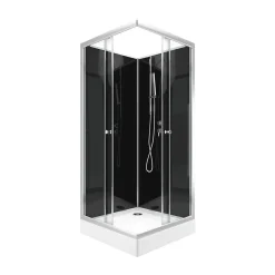 Aurlane Cabine de douche carrée 80x80x195 - Portes coulissantes en verre trempé 5mm - SQUARY BLACK 2