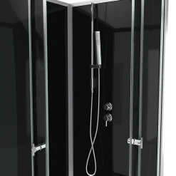 Aurlane Cabine de douche carrée 80x80x195 - Portes coulissantes en verre trempé 5mm - SQUARY BLACK 2