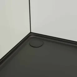 Aurlane Cabine de douche carrée 80x80x200cm - Porte pivotante - Fonds Blancs - Receveur et Profilés Noirs