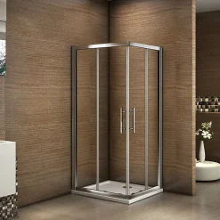 AICA Sanitaire Cabine de douche coulissante angle 90x90x185 cm - Verre sécurit 6 mm - Chrome