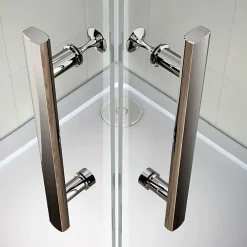 AICA Sanitaire Cabine de douche coulissante angle 90x90x185 cm - Verre sécurit 6 mm - Chrome
