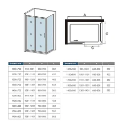 Cabine De Douche|AICA Sanitaire Cabine de douche coulissante - 110 x 90 x 190 cm - 5 mm Verre sécurit transparent - Aluminium chromé