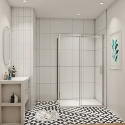 AICA Sanitaire cabine de douche coulissante 120x80x195cm,Installation réversible,8mm verre de sécurité,porte de douche coulissante