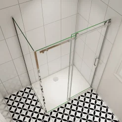 AICA Sanitaire cabine de douche coulissante 120x80x195cm,Installation réversible,8mm verre de sécurité,porte de douche coulissante