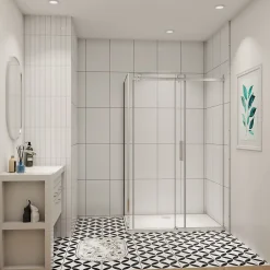 AICA Sanitaire cabine de douche coulissante 120x80x195cm,Installation réversible,8mm verre de sécurité,porte de douche coulissante