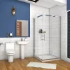 AICA Sanitaire Cabine de douche coulissante - Verre anticalcaire 6 mm - Accès par angle - Poignée en acier inox chromé - 70x70x195 cm