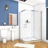 Cabine De Douche|AICA Sanitaire Cabine de douche coulissante - Verre anticalcaire 6 mm - Accès par angle - Poignée en acier inox chromé - 100x80x195 cm