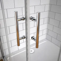 Cabine De Douche|AICA Sanitaire Cabine de douche coulissante - Verre anticalcaire 6 mm - Accès par angle - Poignée en acier inox chromé - 100x80x195 cm