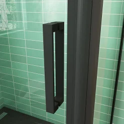 AICA Sanitaire Cabine de douche coulissante avec l'amortisseur - Porte de douche en 8mm verre anticalcaire - profilé noir mat - 140x80x195 cm