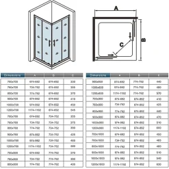 AICA Sanitaire Cabine de douche coulissante angle 80x80x185 cm - Verre sécurit 6 mm - Chrome