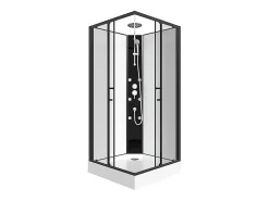 Cabine De Douche|Vente-unique Cabine de douche d'angle hydromassante - L80 x l80 x H225 cm - KIVORA
