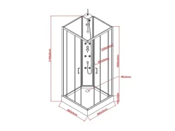 Cabine De Douche|Vente-unique Cabine de douche d'angle hydromassante - L80 x l80 x H225 cm - KIVORA