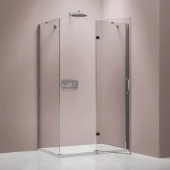 Porte De Douche|Bernstein Cabine de douche d'angle verre 8mm, 1 porte battante, Profilé Chrome - NT403 - 90x120x195cm